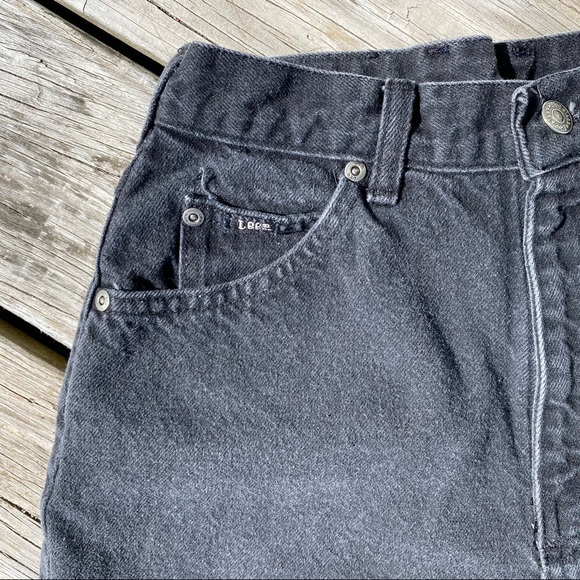 Vintage Nineties 1990s Black Denim High Waisted Taper Leg Mom Jeans - Picture 3 of 8